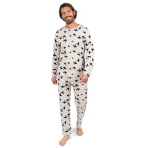 Pyjama deux pièces en coton ample pour homme - Gris oiseau