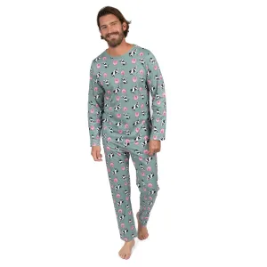 Pyjama deux pièces en coton ample pour homme - Vert vache