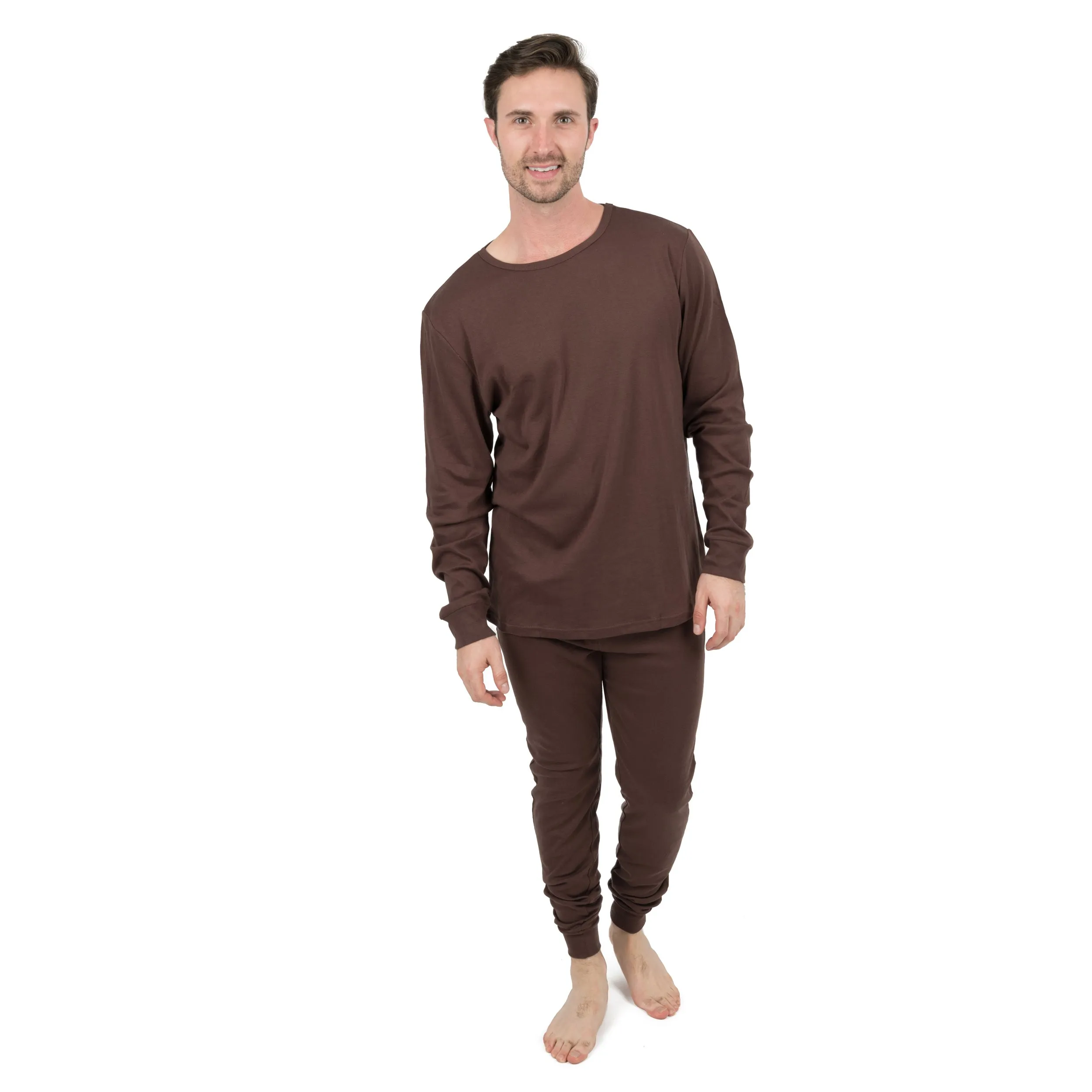 Pyjama deux pièces en coton pour homme - Couleur unie neutre