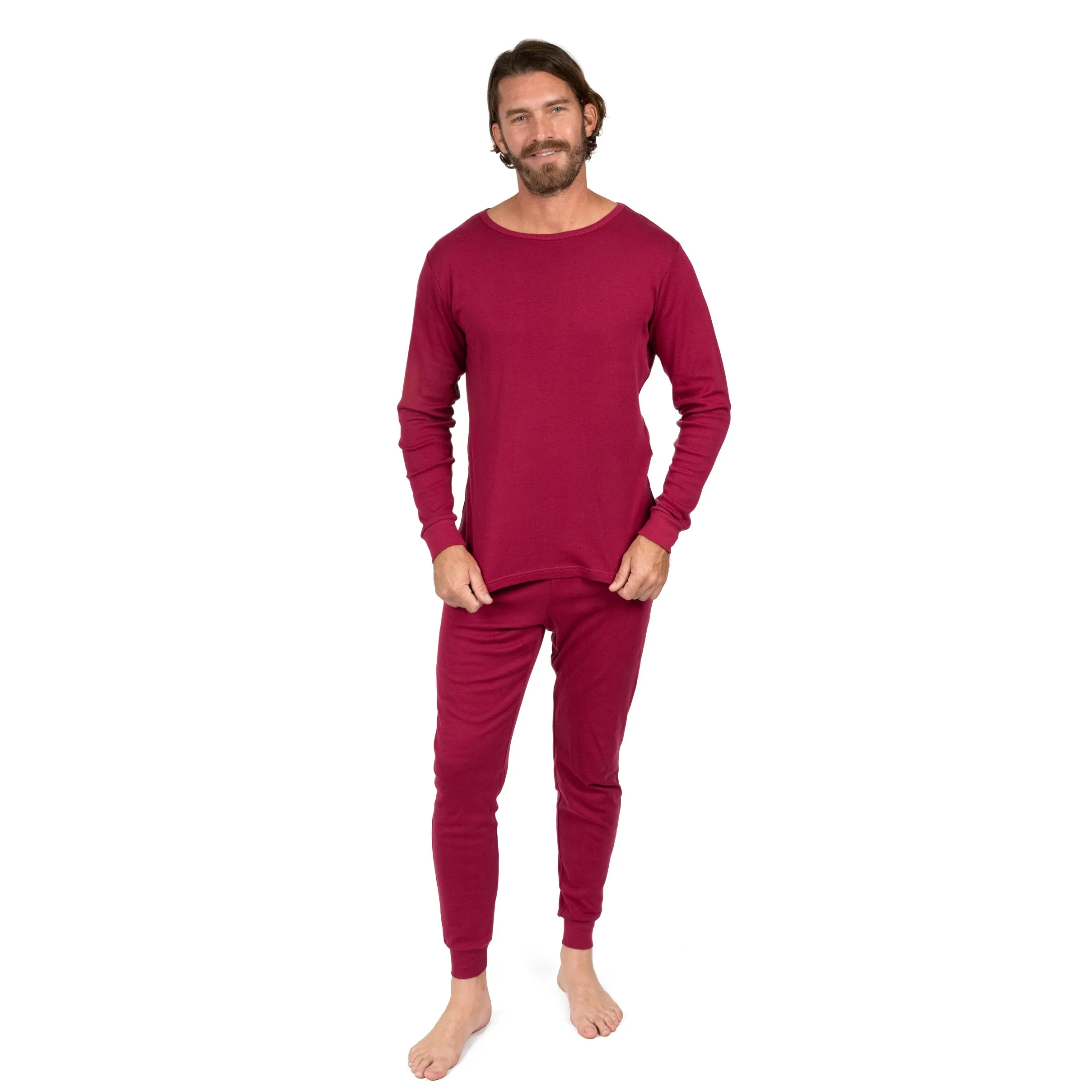 Pyjama deux pièces en coton pour homme - Couleur unie neutre