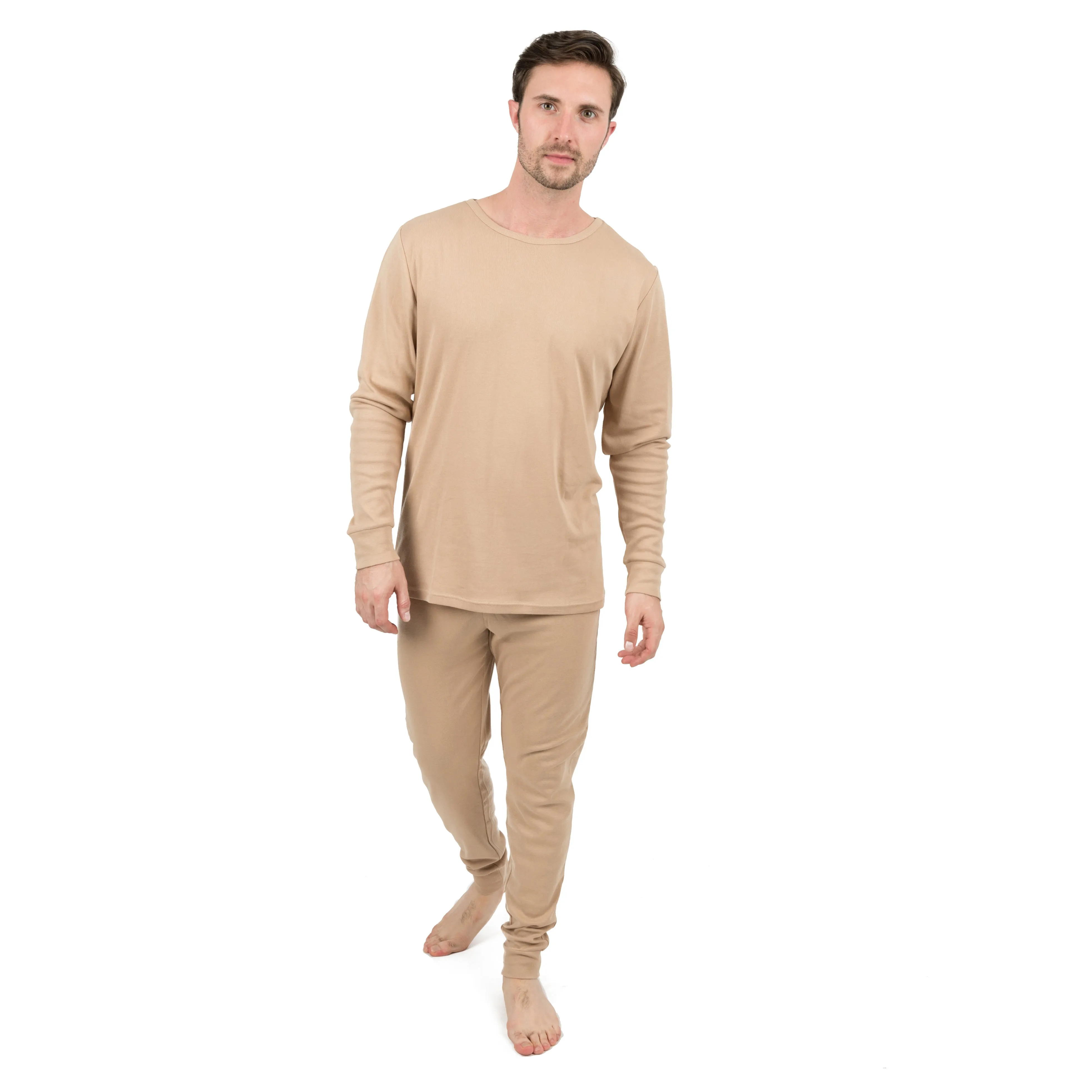 Pyjama deux pièces en coton pour homme - Couleur unie neutre