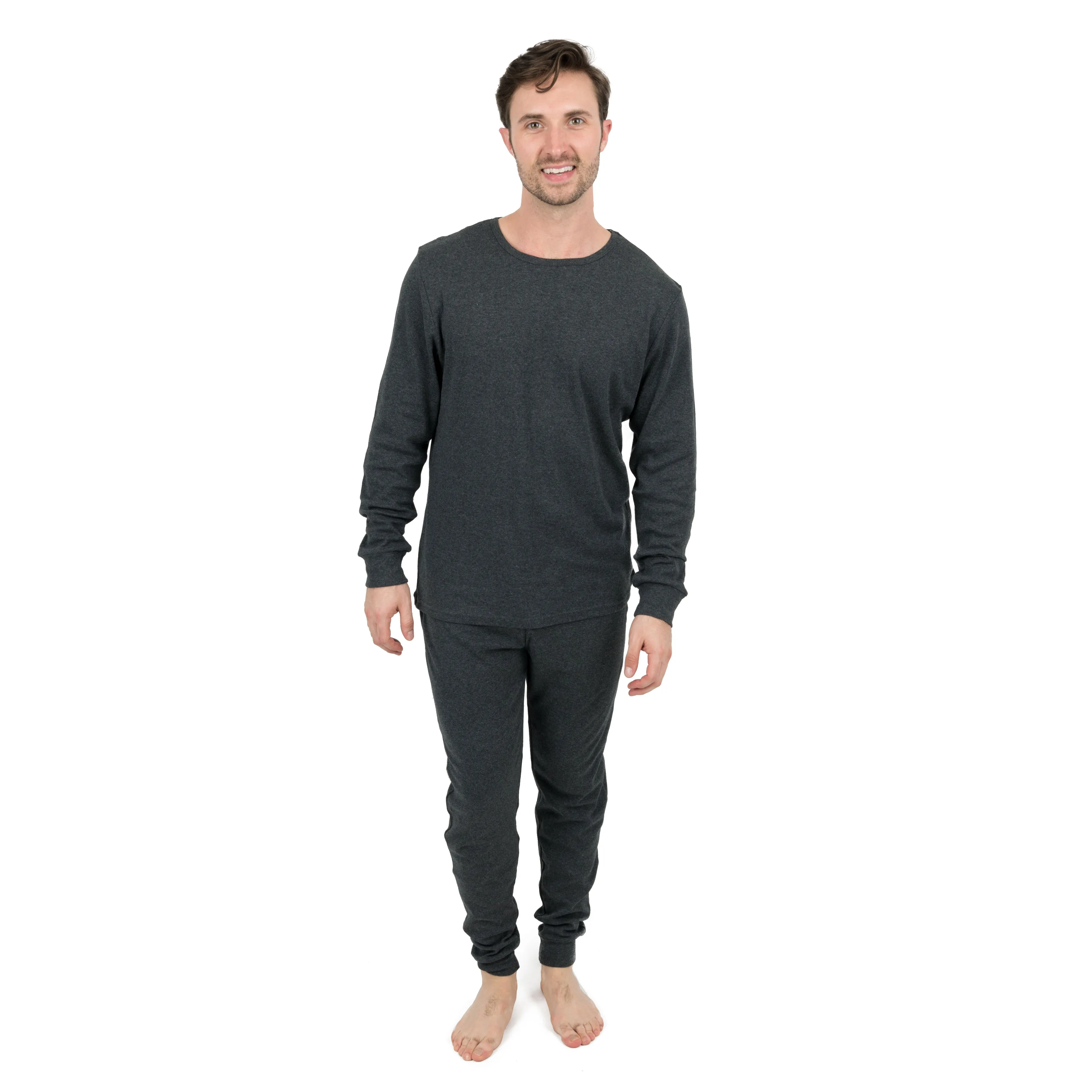 Pyjama deux pièces en coton pour homme - Couleur unie neutre