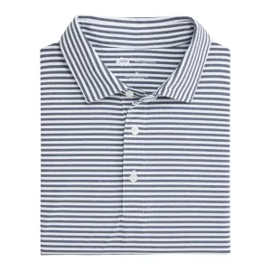 Polo de Performance Mulligan Stripe - Bleu Marine Classique