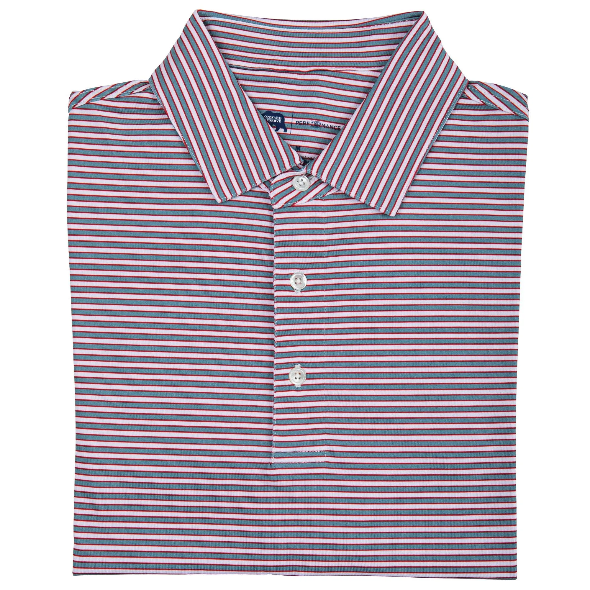 Polo de Performance Mulligan Stripe - Bleu Fumée/Salsa