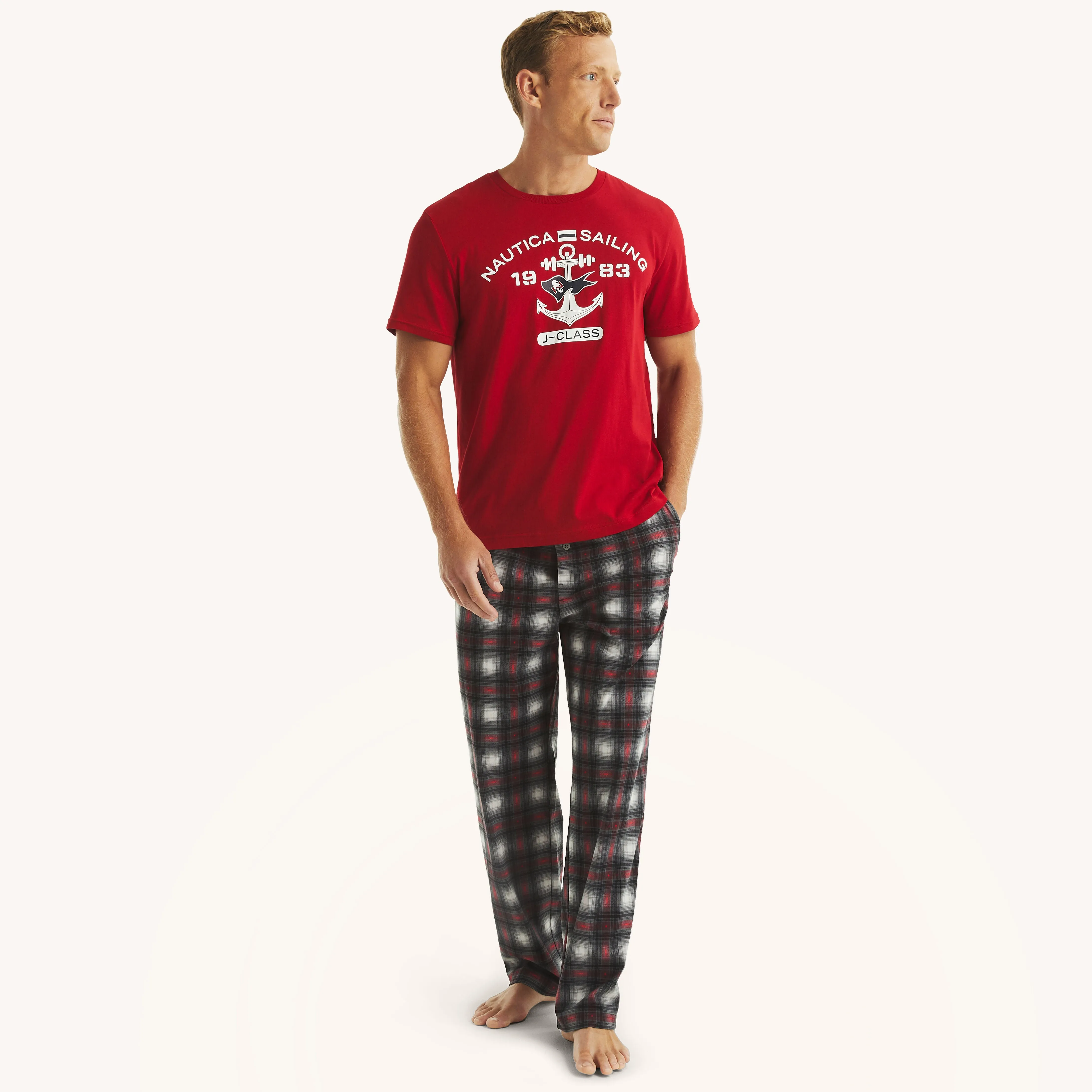 Pantalon de pyjama en polaire à motif carreaux pour homme Nautica