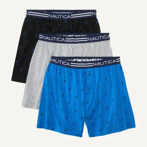 Nautica Caleçons Homme Uni en Maille, Lot de 3