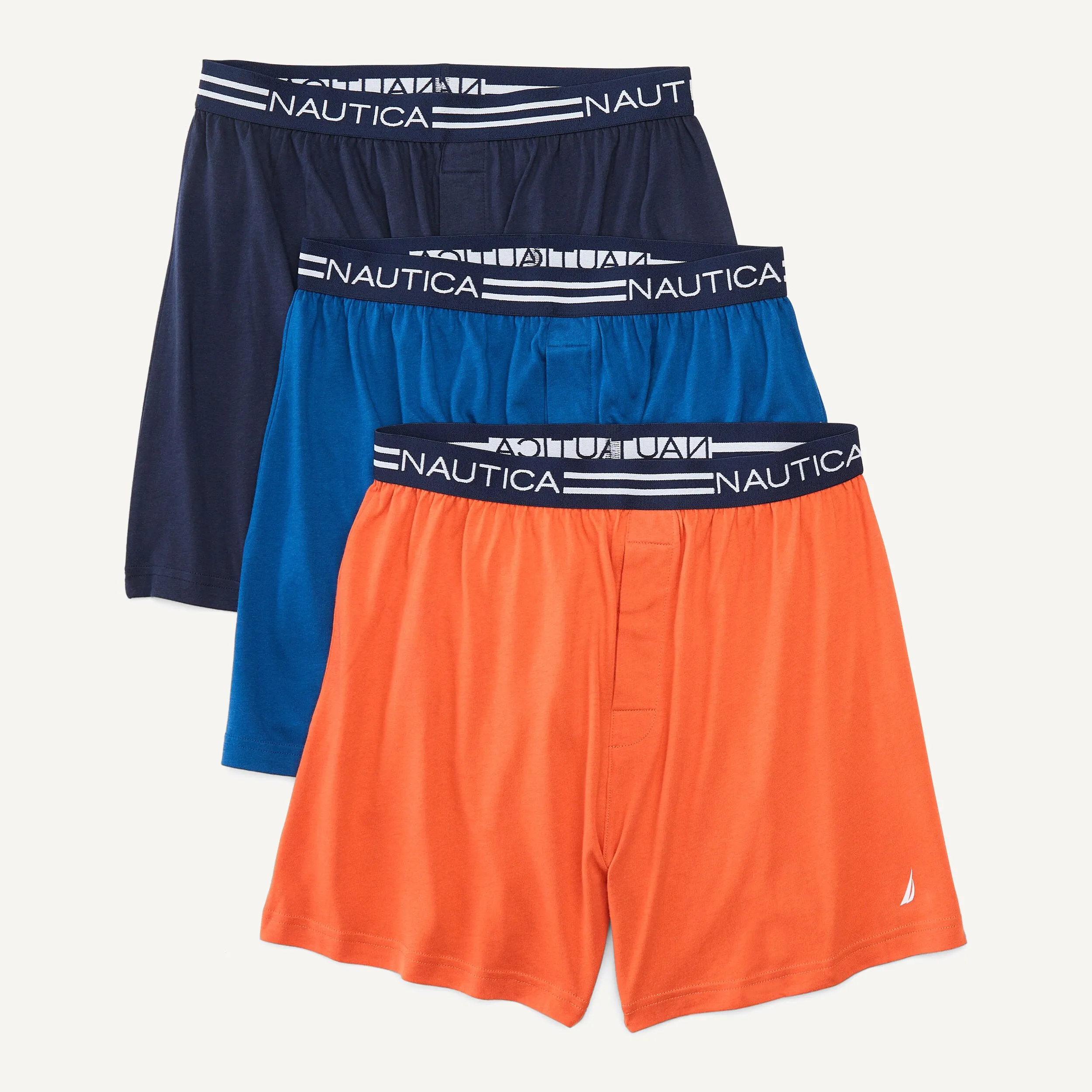 Nautica Caleçons Homme Uni en Maille, Lot de 3