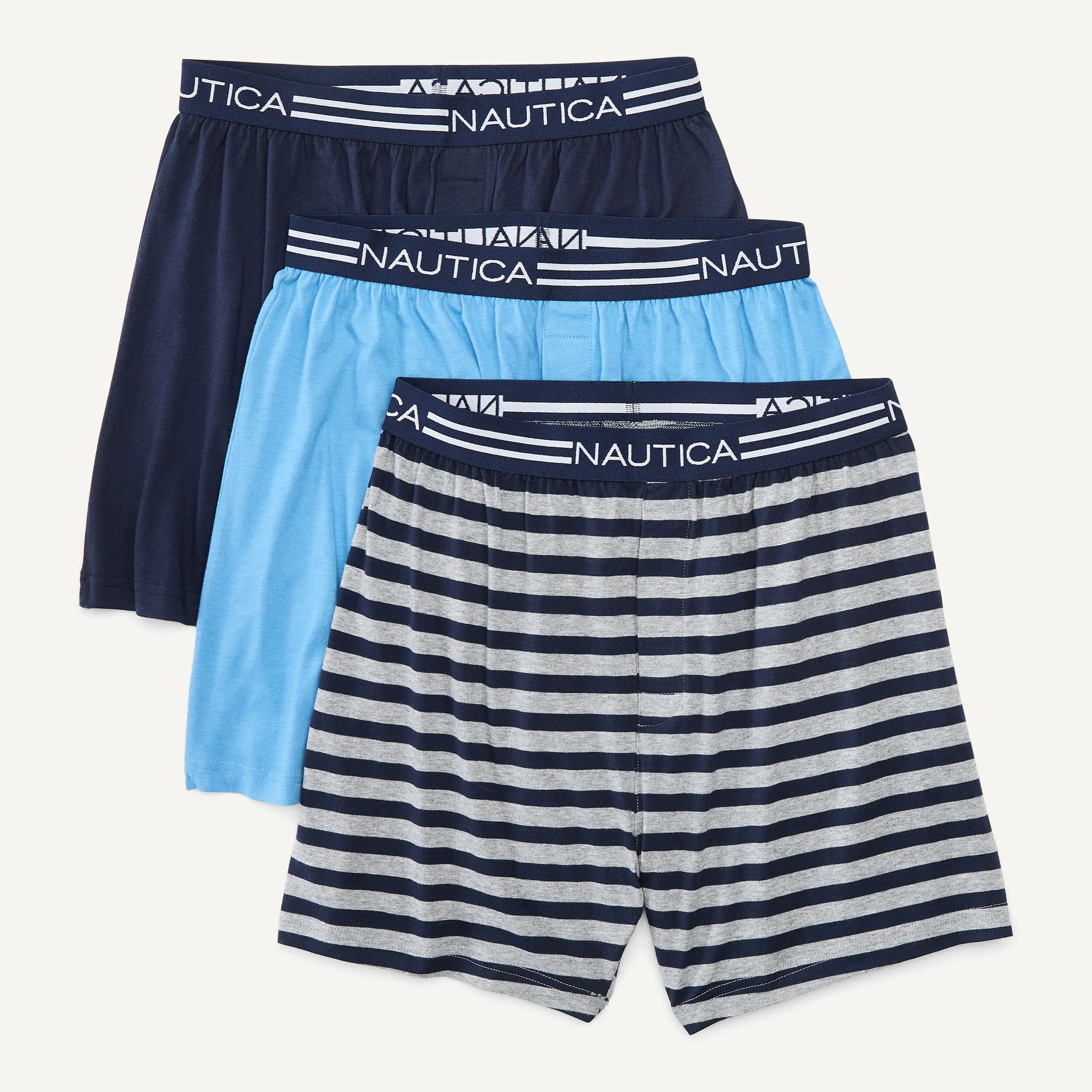 Nautica Caleçons Homme Uni en Maille, Lot de 3