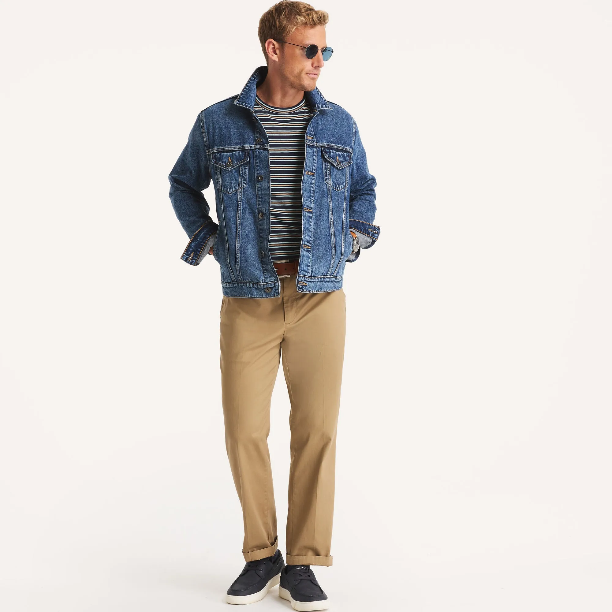 T-shirt à col rond rayé pour homme Nautica