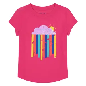 Nautica T-shirt graphique à rayures arc-en-ciel pour fillettes (2T-4T) Rose paradis Nautica
