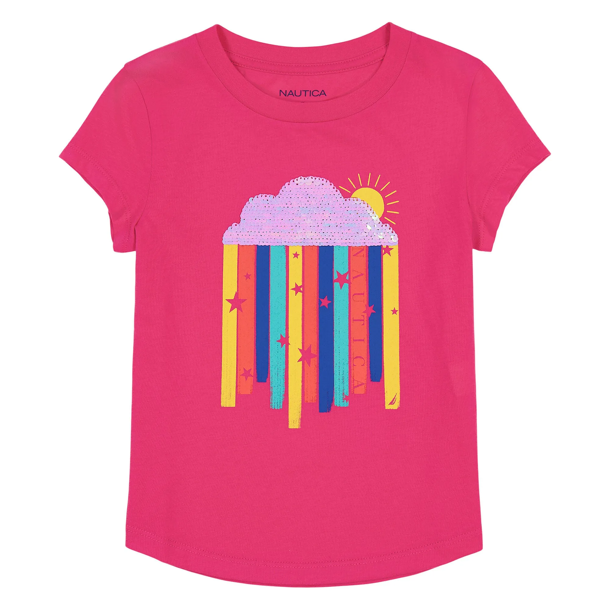 Nautica T-shirt graphique à rayures arc-en-ciel pour fillettes (2T-4T) Rose paradis Nautica