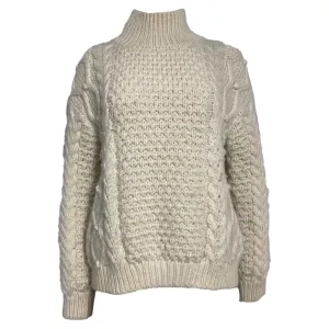 Pull col roulé en laine crème à motif câble Hawthorne de Nili Lotan