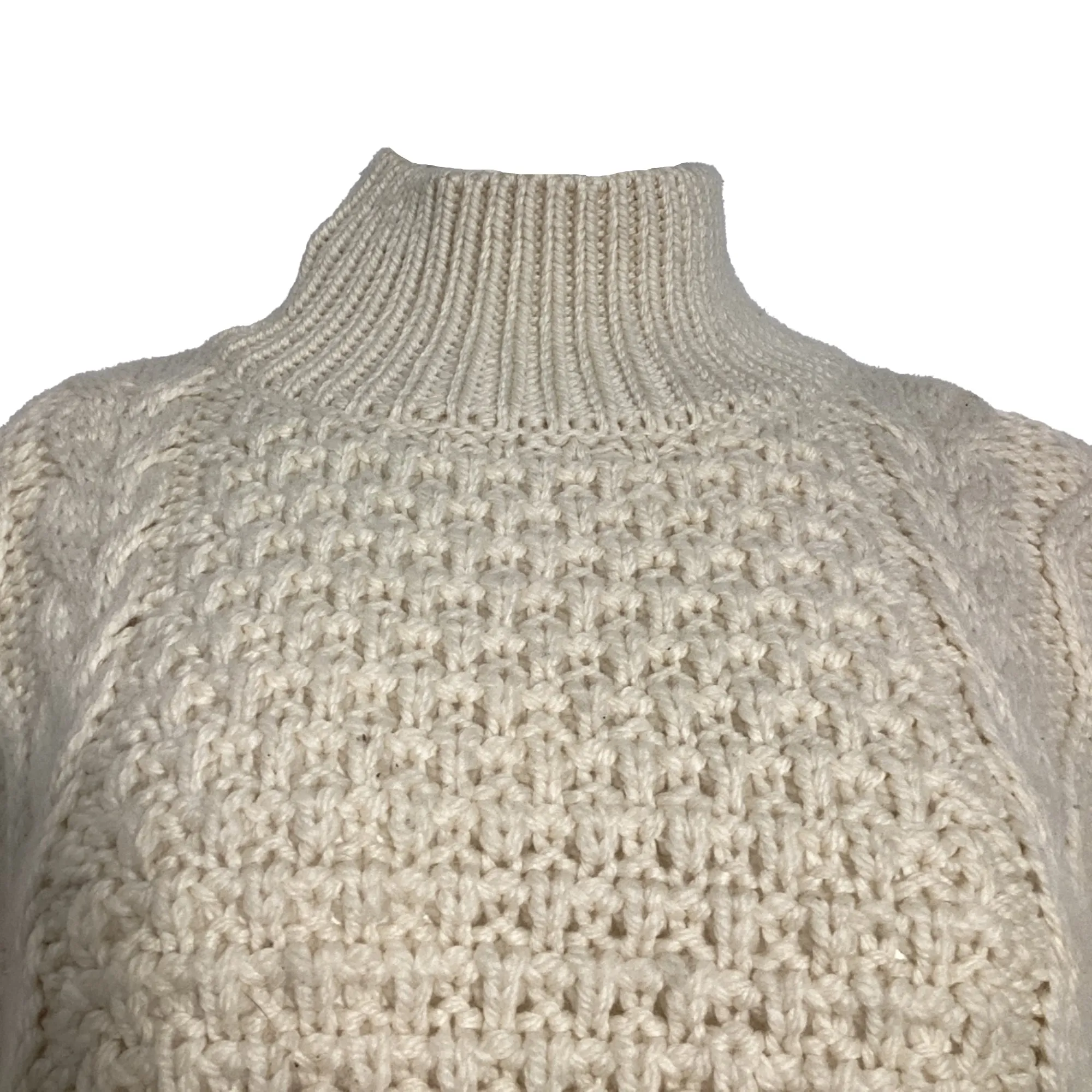 Pull col roulé en laine crème à motif câble Hawthorne de Nili Lotan
