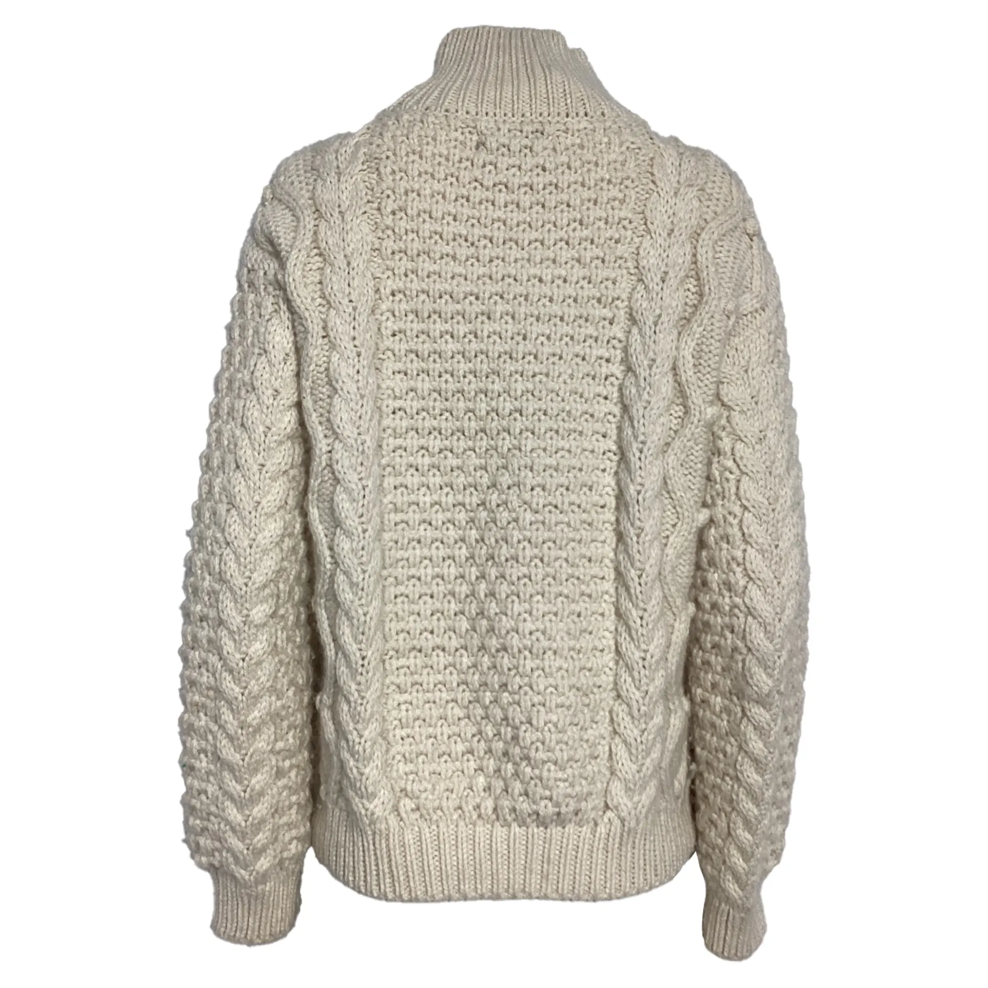 Pull col roulé en laine crème à motif câble Hawthorne de Nili Lotan