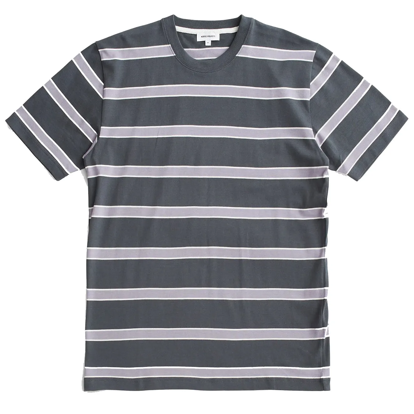 Norse Projects Johannes T-shirt à rayures multicolores organique Gris Battleship