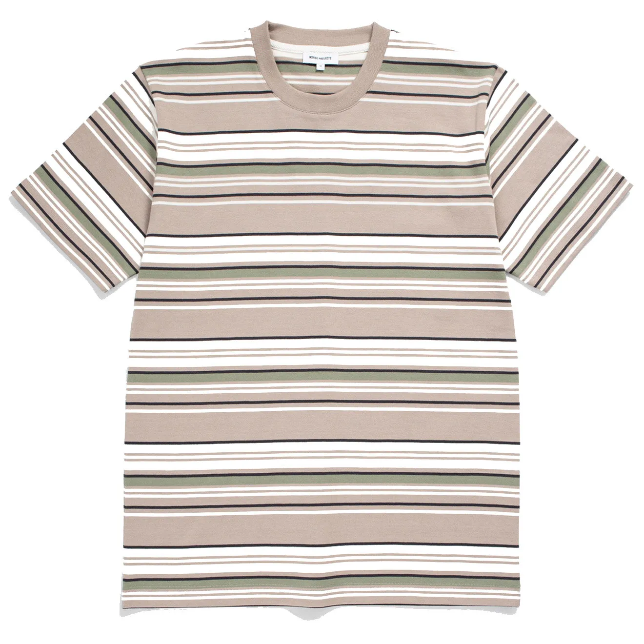 Norse Projects Johannes T-Shirt à rayures pour le week-end en khaki clair