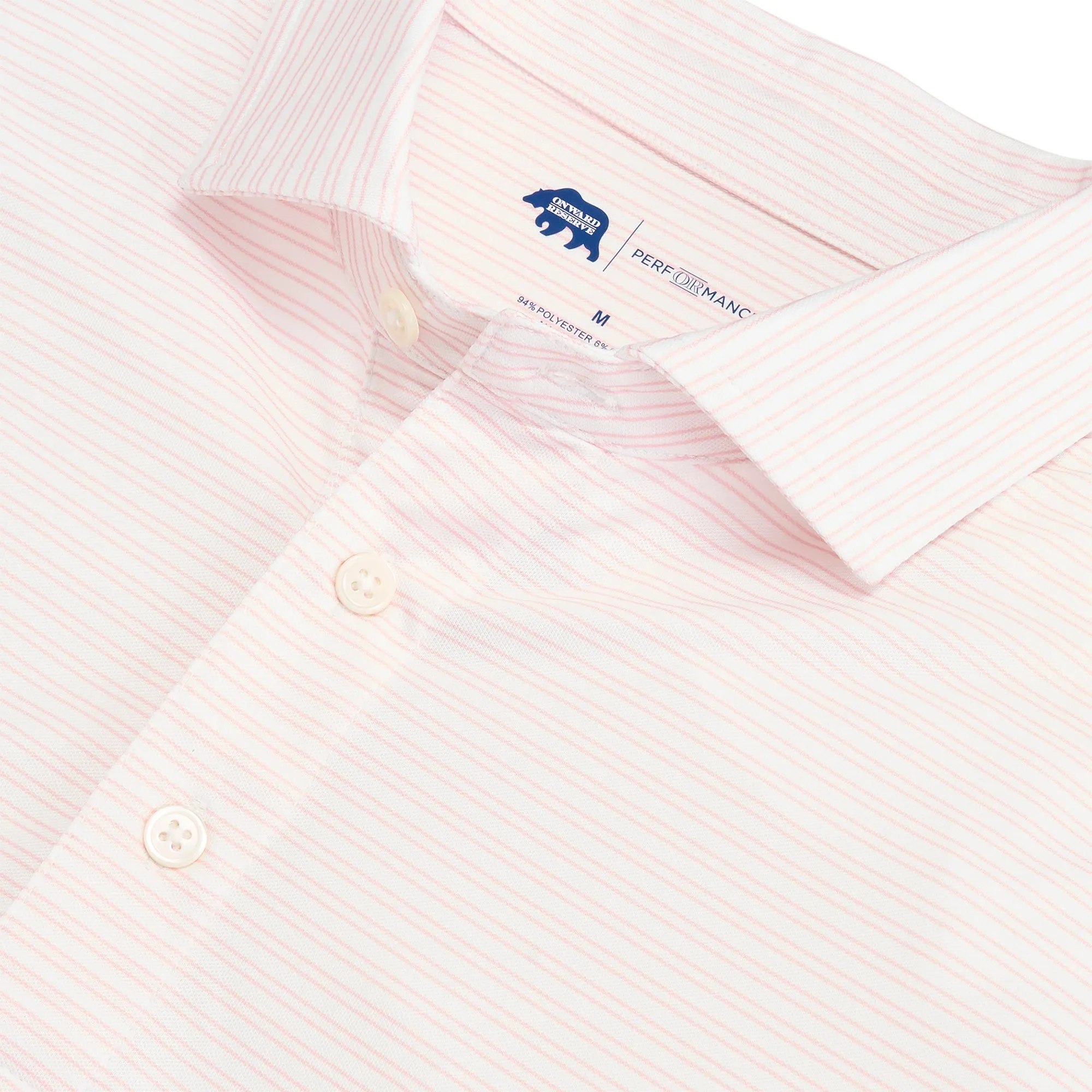 Polo en piqué performance à rayures jumelées - Ombre rose