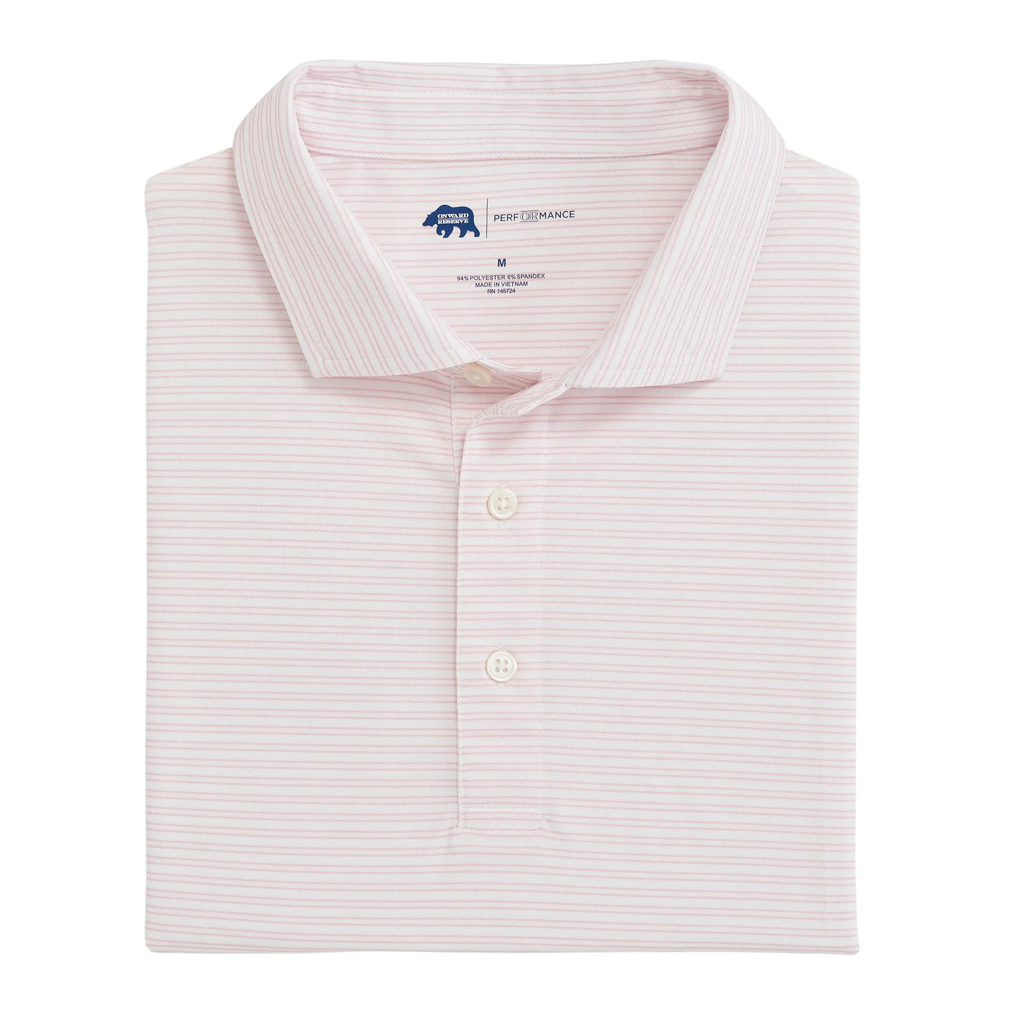 Polo en piqué performance à rayures jumelées - Ombre rose