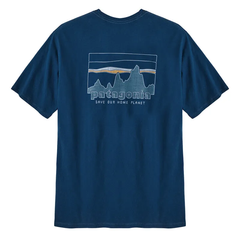 T-shirt bio Patagonia 73 Skyline Lagom Bleu