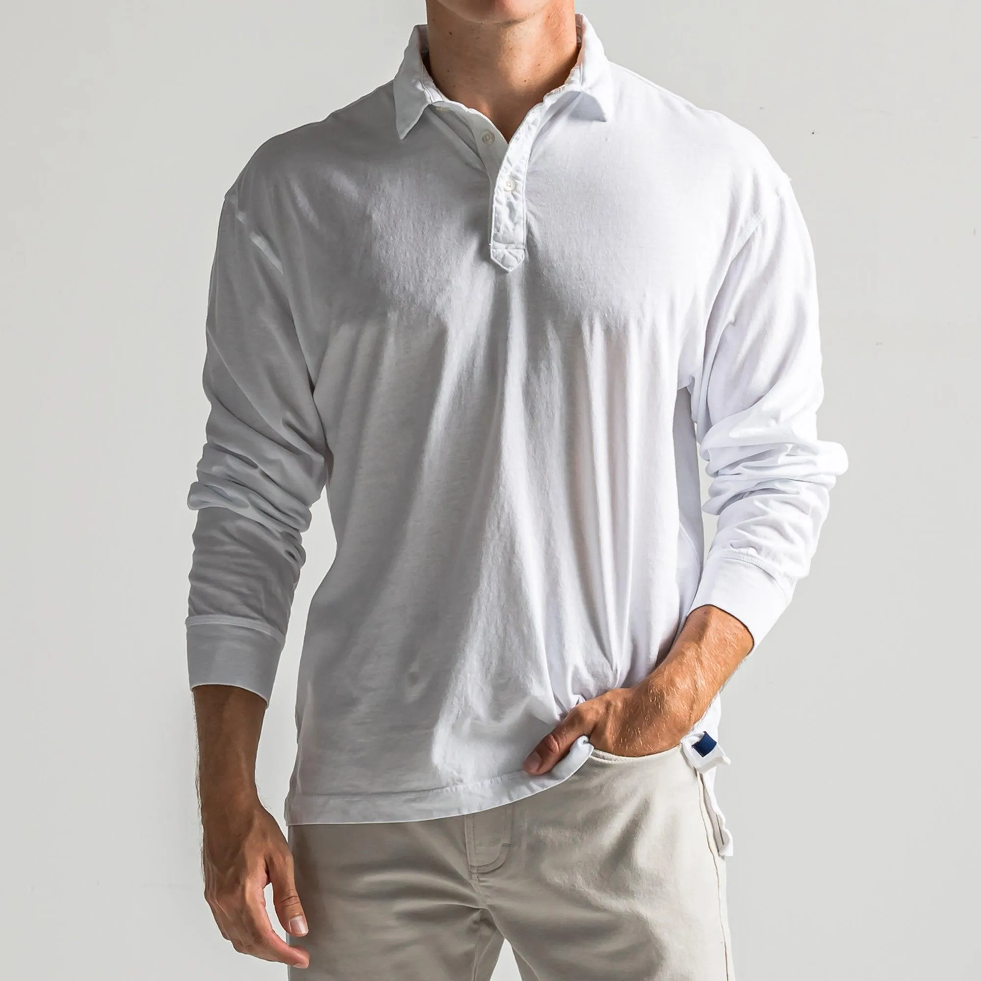 Polo manches longues Perry - Blanc