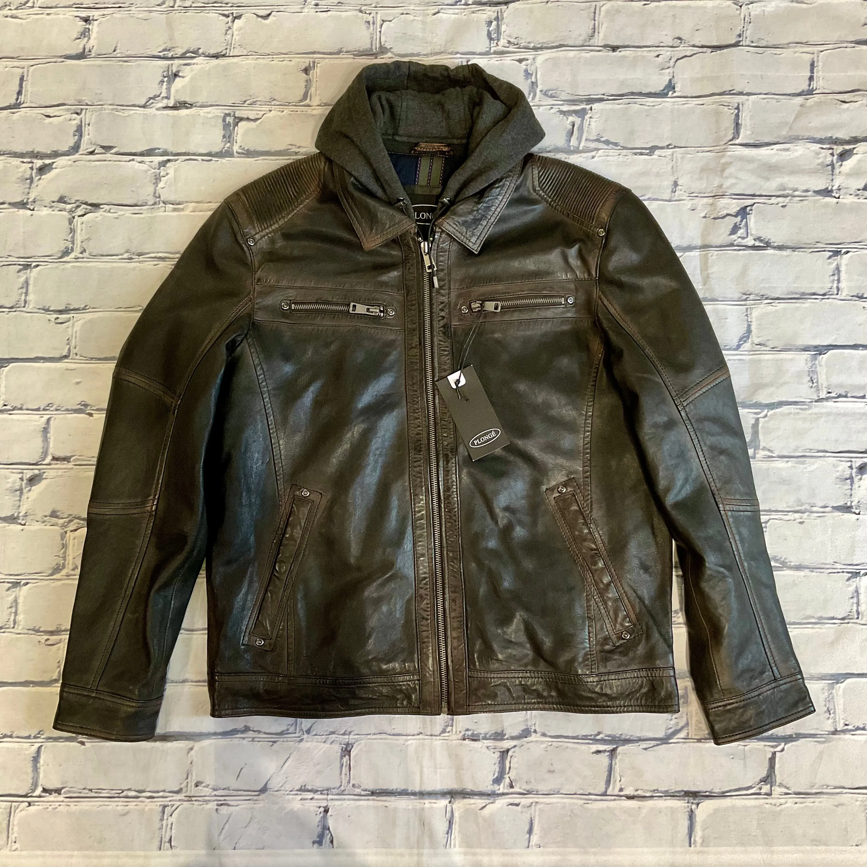 Veste en cuir d'agneau plonge