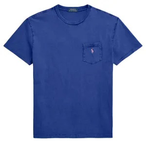 Polo Ralph Lauren T-shirt classique à poche en coton-lin Beach Royal