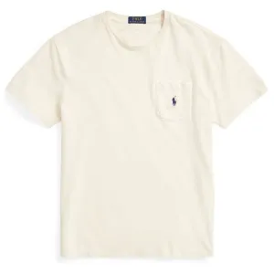 Polo Ralph Lauren T-shirt classique à poche en coton-lin Crème parchemin
