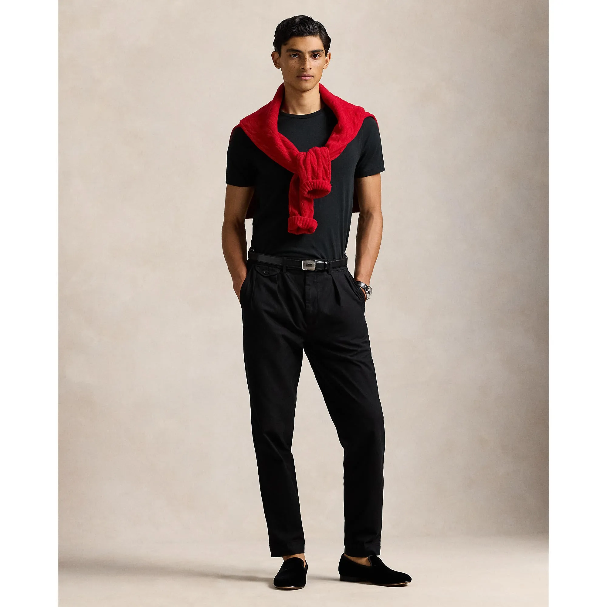 Polo Ralph Lauren - T-shirt col rond ajusté en jersey - Noir Vêtements Polo Ralph Lauren
