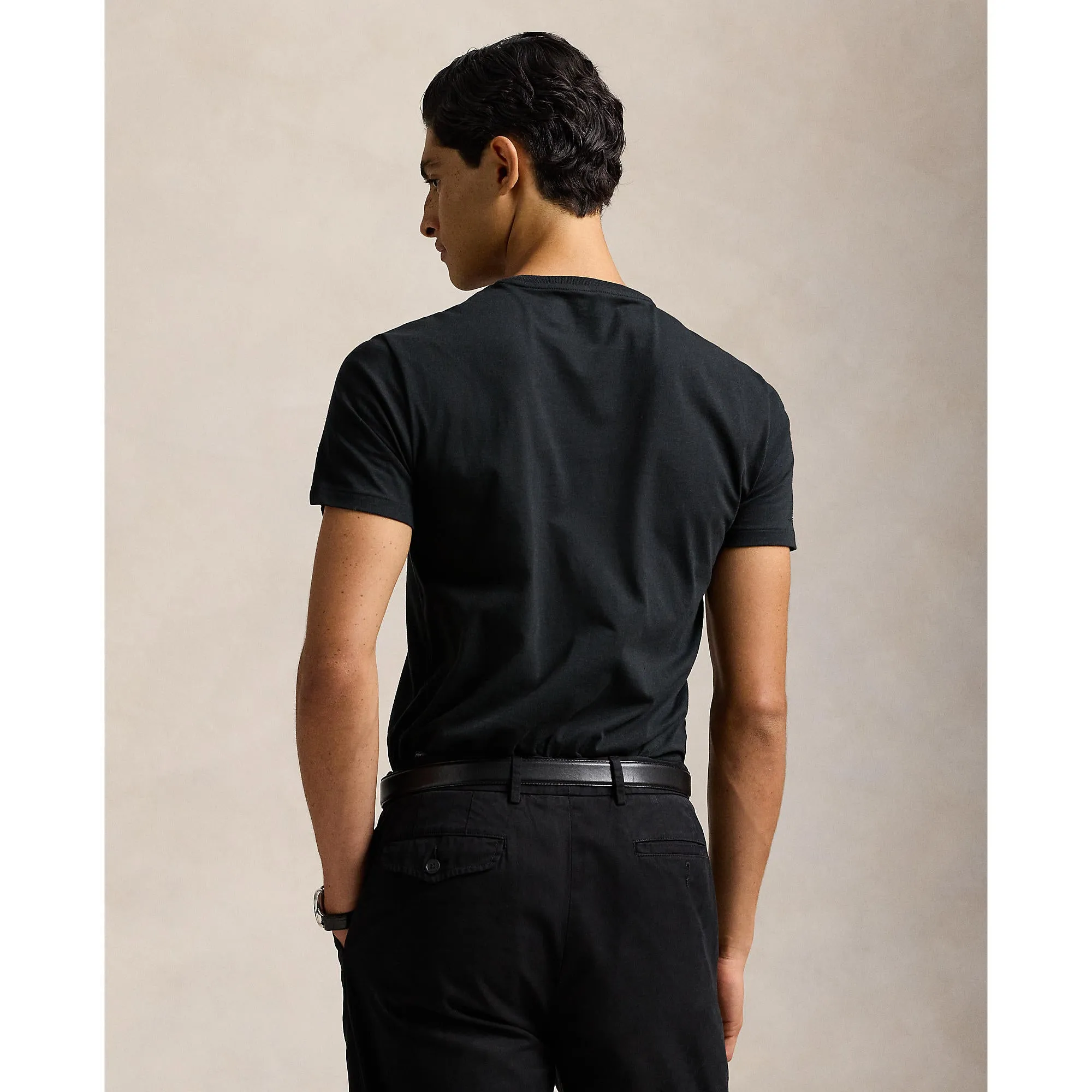 Polo Ralph Lauren - T-shirt col rond ajusté en jersey - Noir Vêtements Polo Ralph Lauren