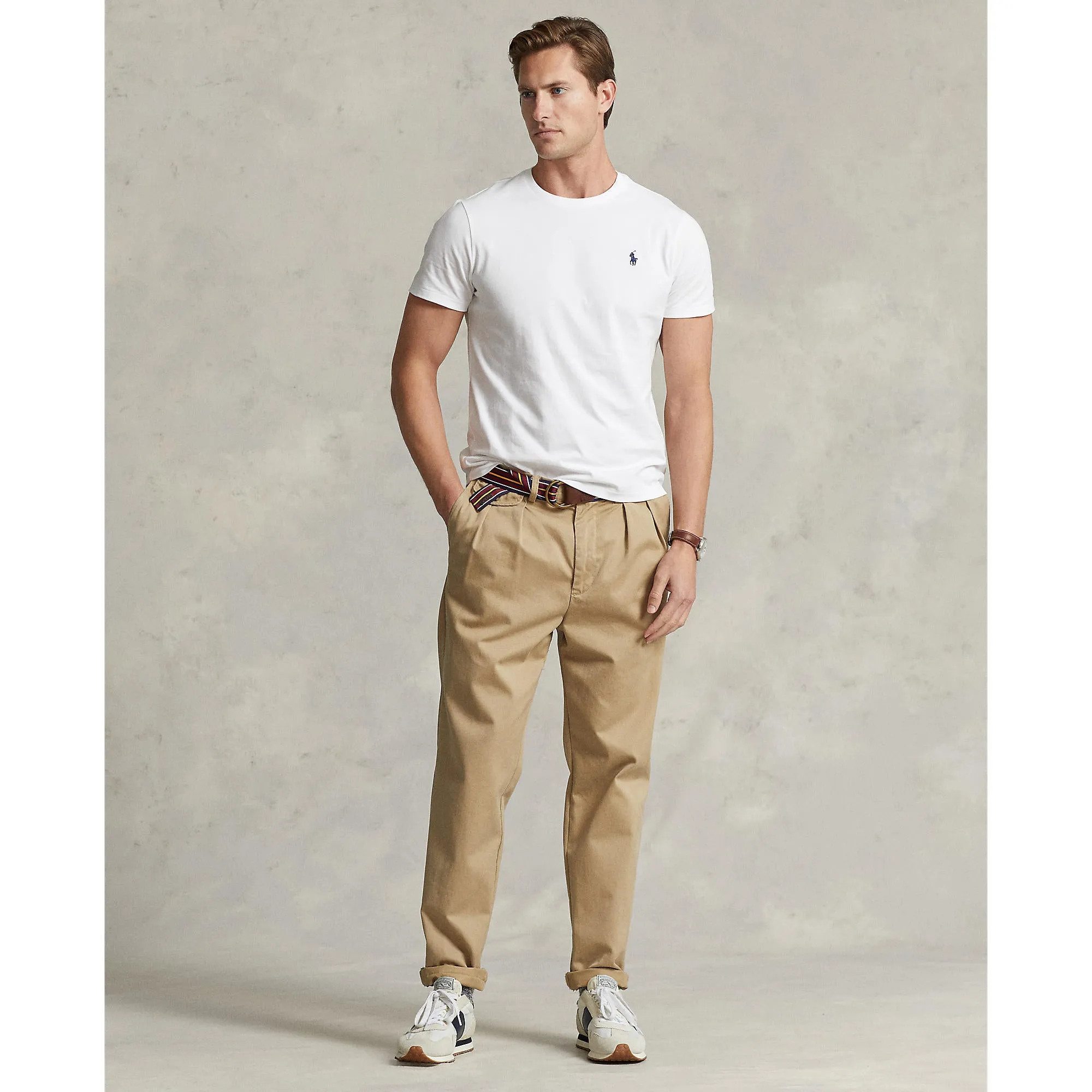Polo Ralph Lauren - T-shirt col rond ajusté en jersey - Blanc Vêtements Polo Ralph Lauren