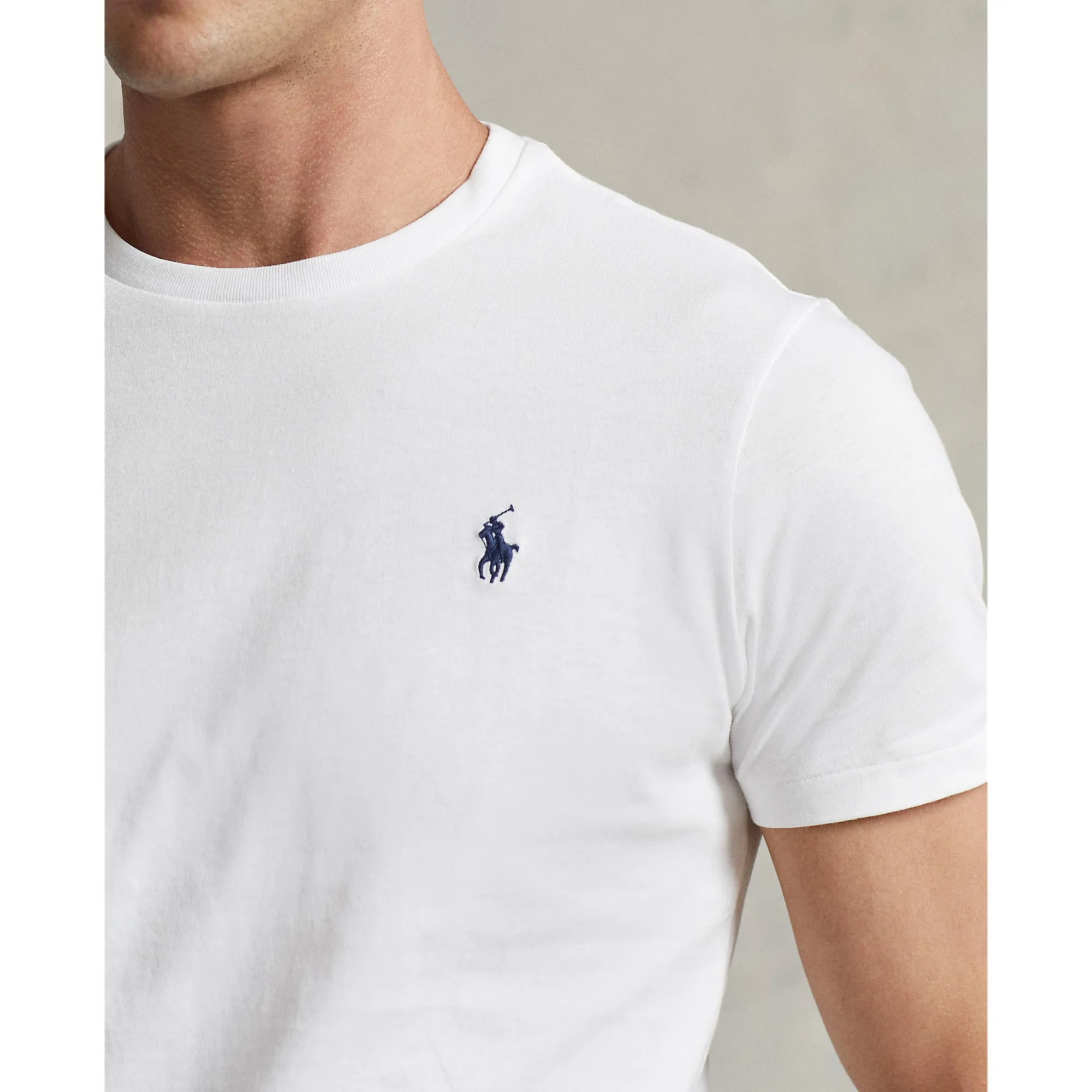 Polo Ralph Lauren - T-shirt col rond ajusté en jersey - Blanc Vêtements Polo Ralph Lauren