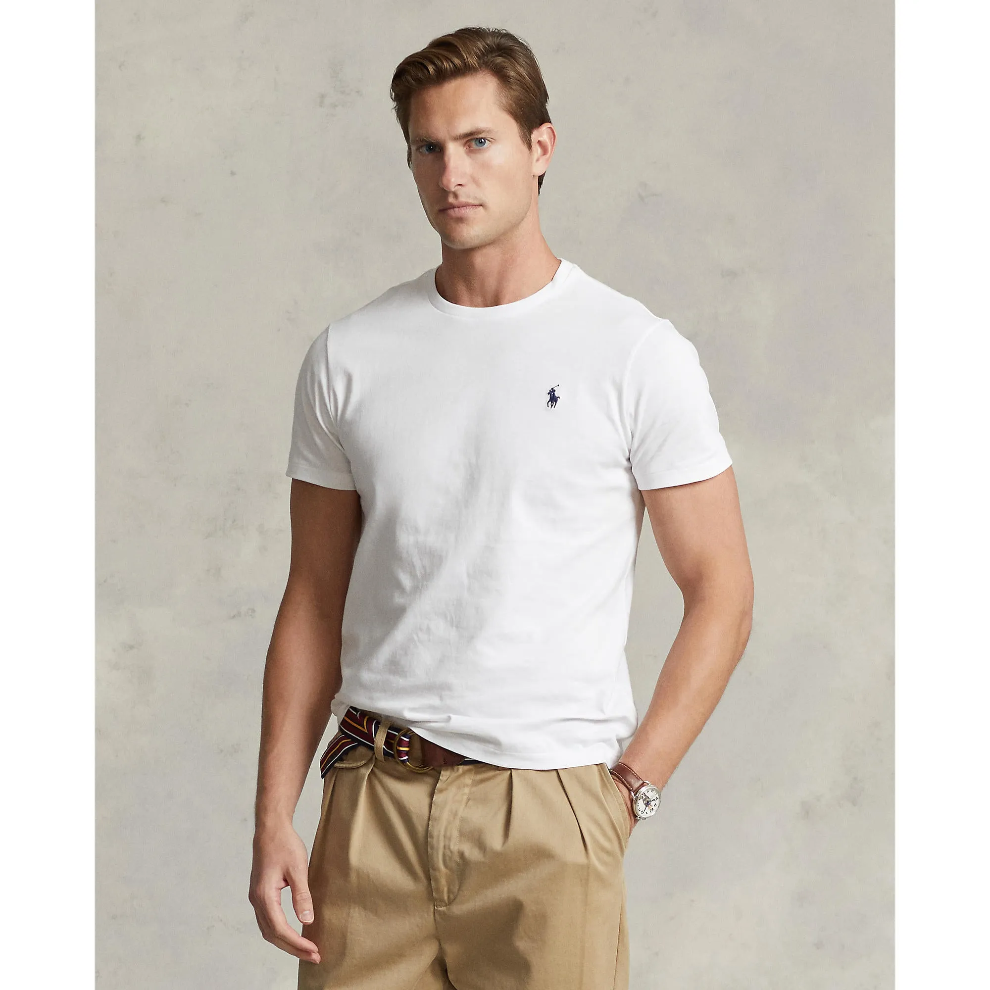 Polo Ralph Lauren - T-shirt col rond ajusté en jersey - Blanc Vêtements Polo Ralph Lauren