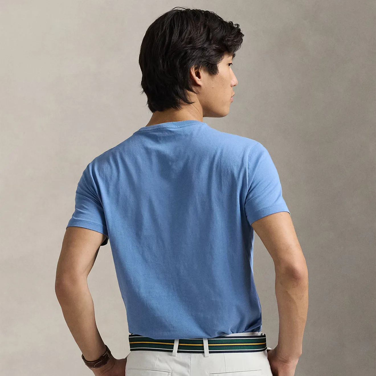 Polo Ralph Lauren T-Shirt à Col Rond Personnalisé Slim Bleu Campus