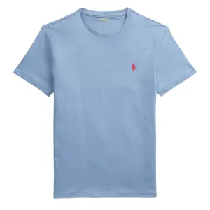 Polo Ralph Lauren T-Shirt à Col Rond Personnalisé Slim Bleu Campus