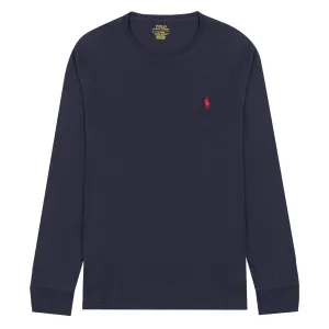 Polo Ralph Lauren T-Shirt en coton ajusté personnalisé manches longues Bleu marine