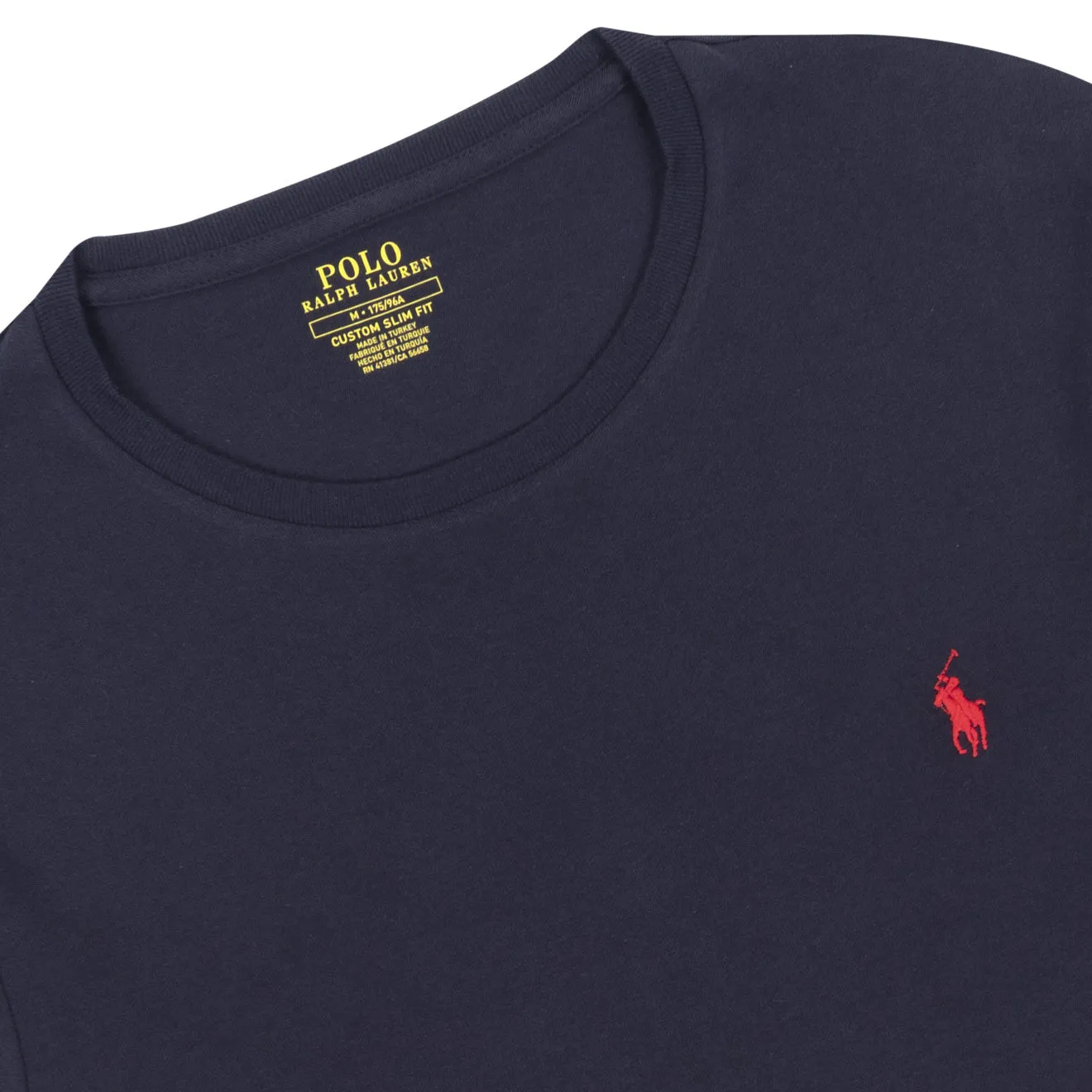 Polo Ralph Lauren T-Shirt en coton ajusté personnalisé manches longues Bleu marine