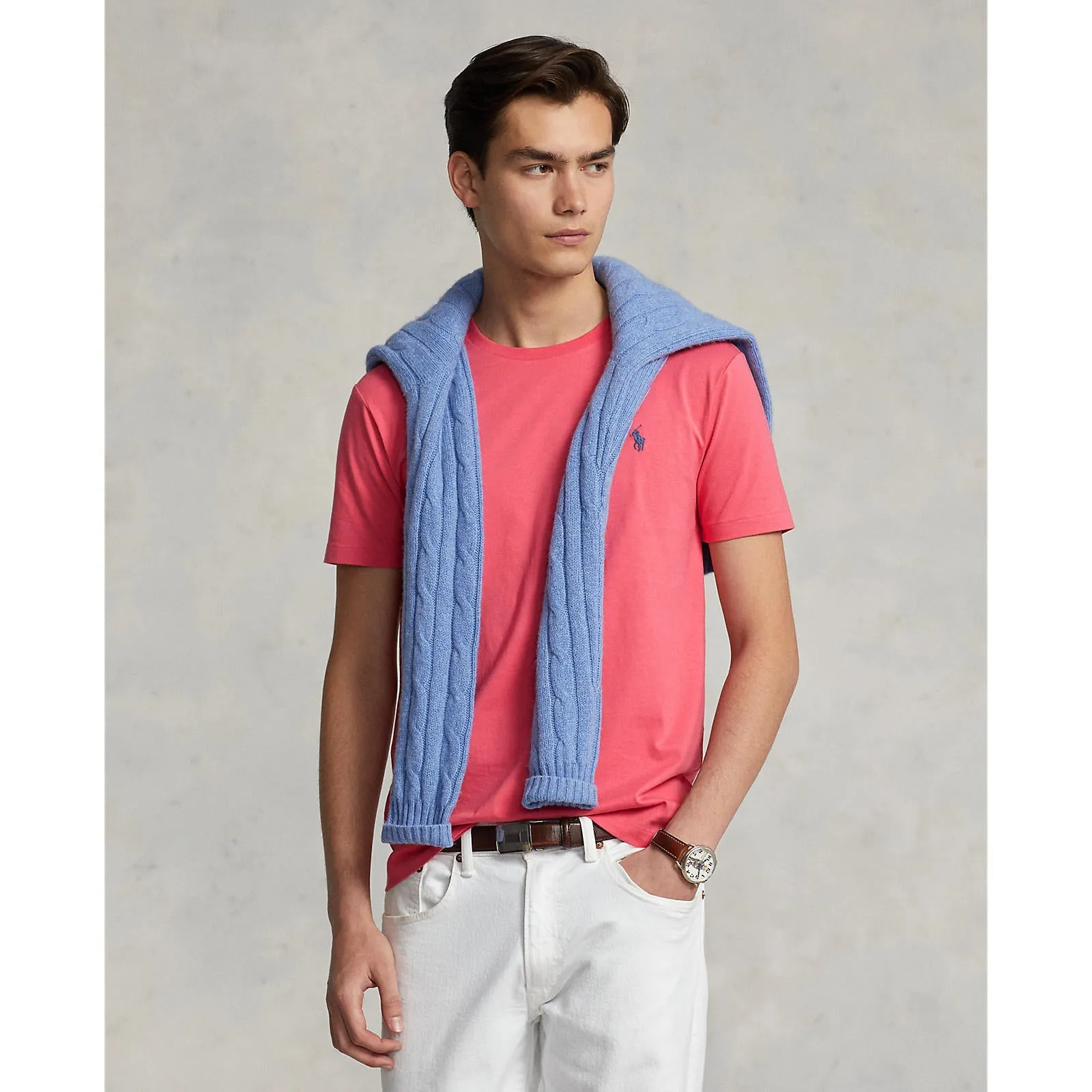 Polo Ralph Lauren - T-shirt col rond ajusté personnalisé en jersey - Rouge pâle Vêtements Polo Ralph Lauren