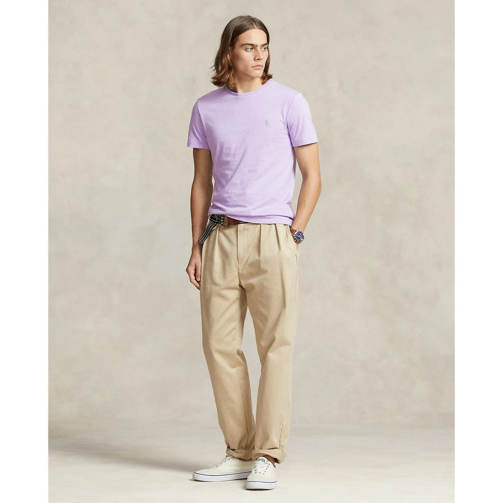 Polo Ralph Lauren - T-shirt col rond ajusté personnalisé en jersey - Violet pâle chiné Vêtements Polo Ralph Lauren