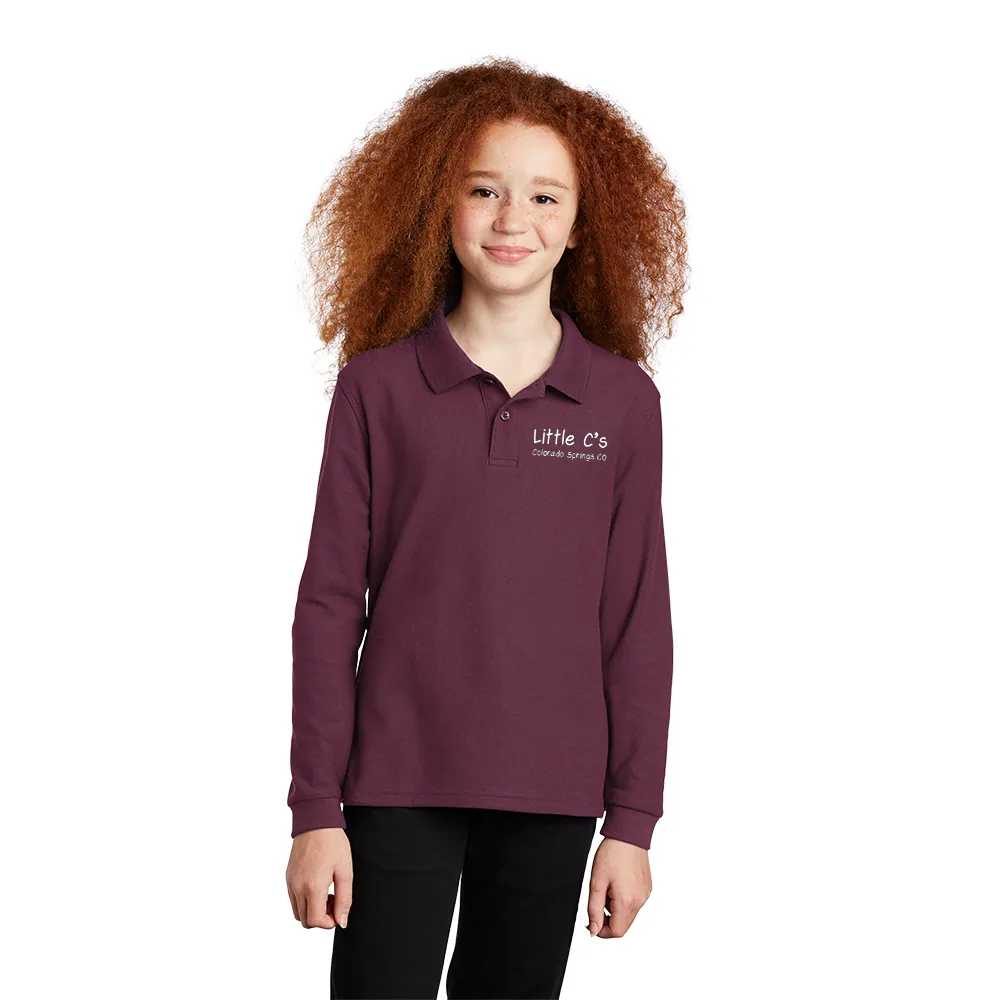 #Polo à manches longues Youth Silk Touch de Port Authority, Port Authority en couleur unie