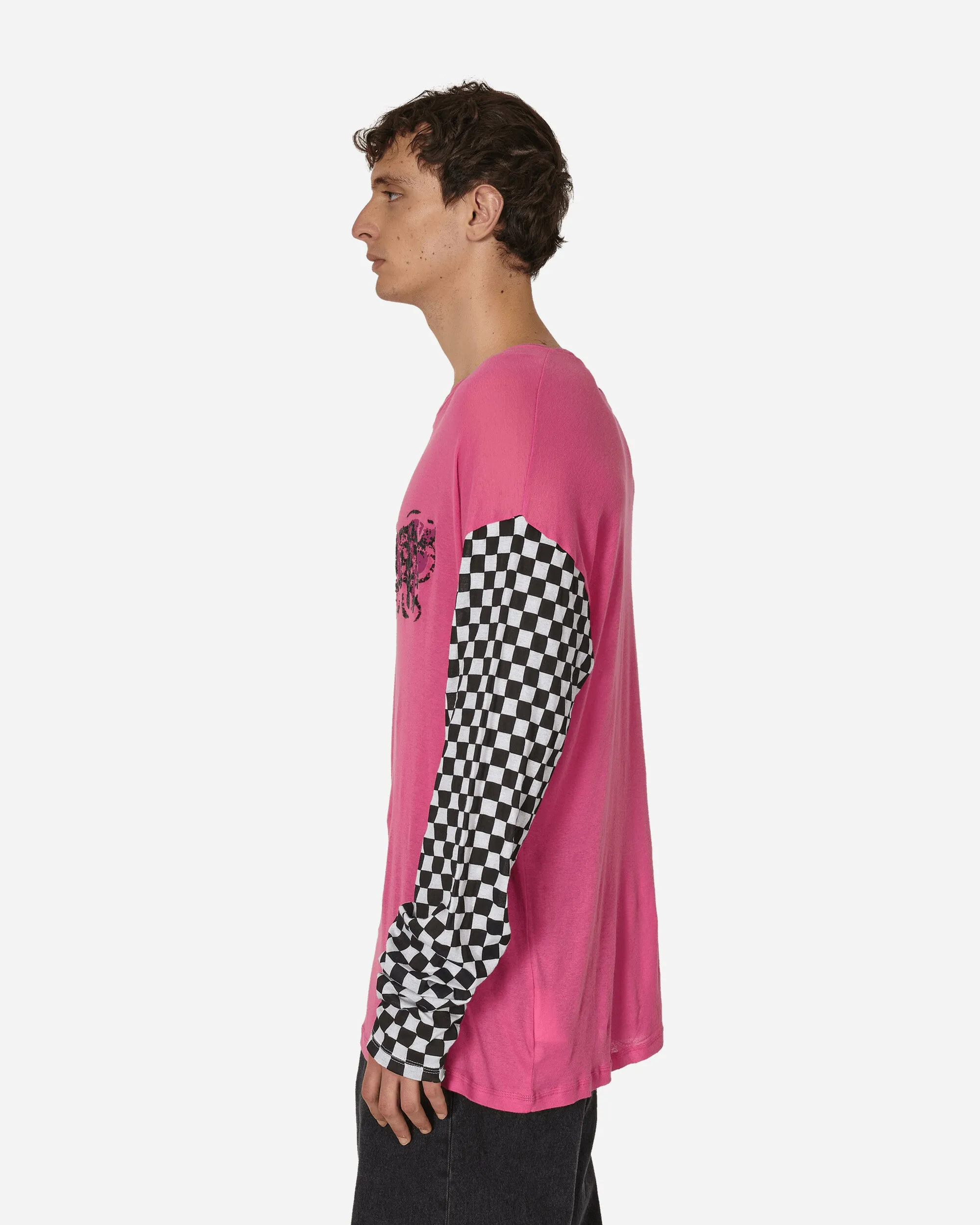 T-shirt manches longues en jersey imprimé Fuchsia
