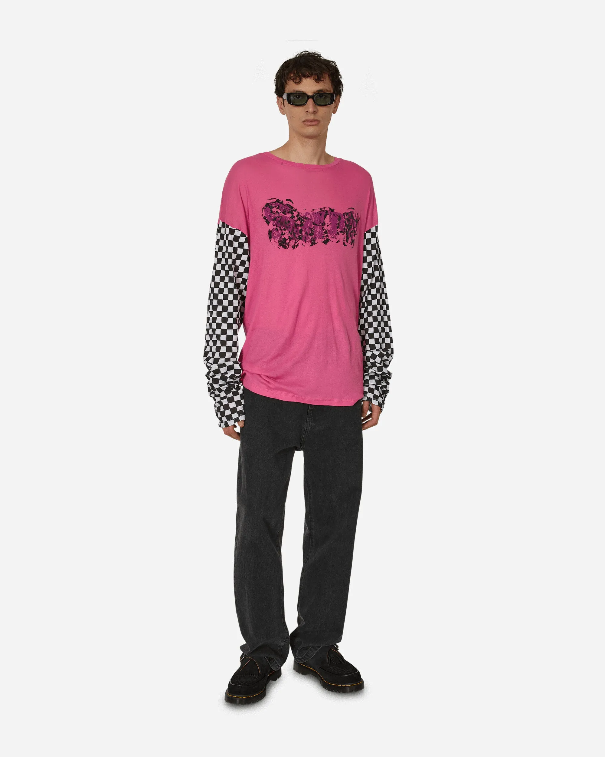 T-shirt manches longues en jersey imprimé Fuchsia