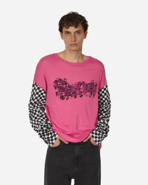 T-shirt manches longues en jersey imprimé Fuchsia