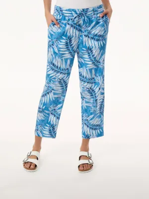 Pantalon court à cordon coulissant, en lin imprimé
