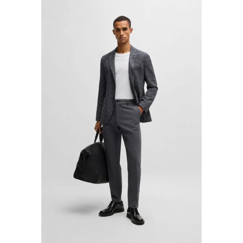 Pantalon droit en coton stretch à micro-motif