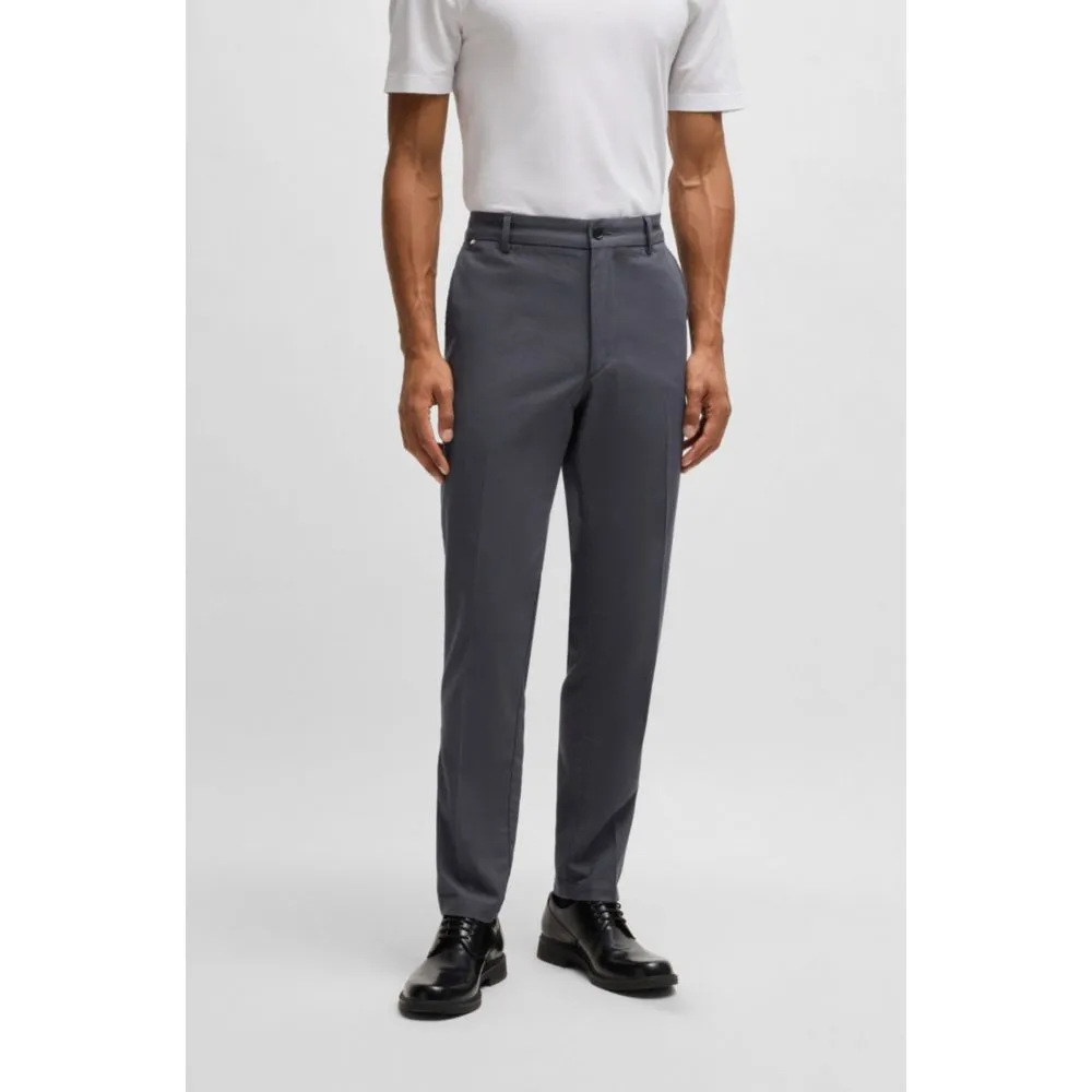 Pantalon droit en coton stretch à micro-motif