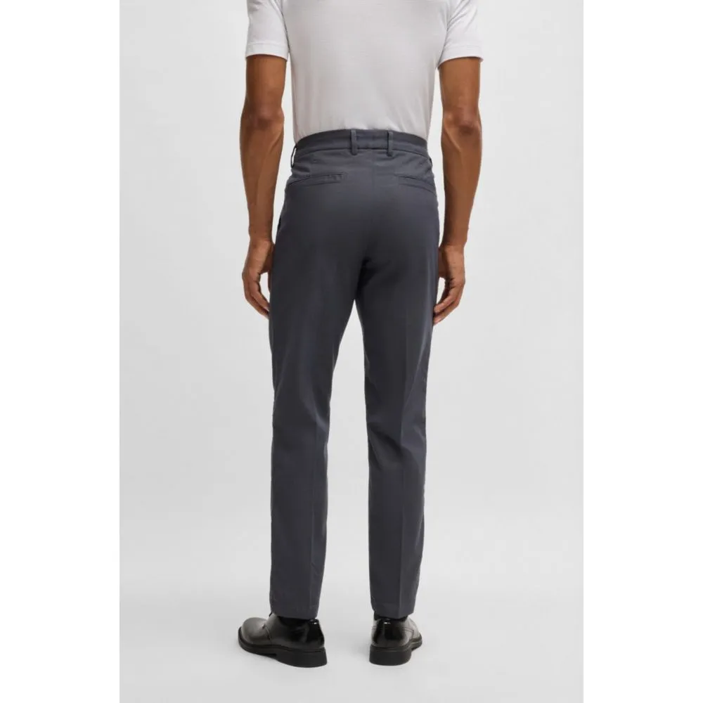 Pantalon droit en coton stretch à micro-motif