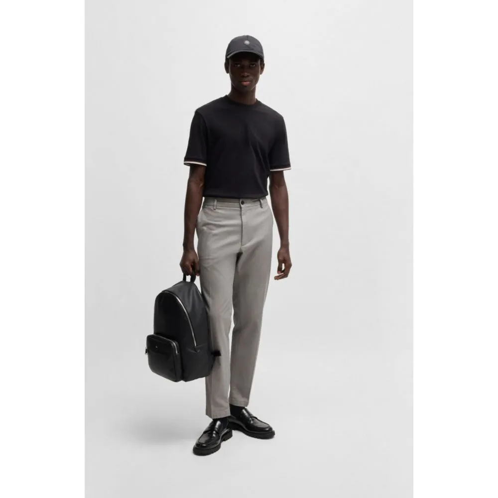 Pantalon régulier en coton stretch à micro-motifs