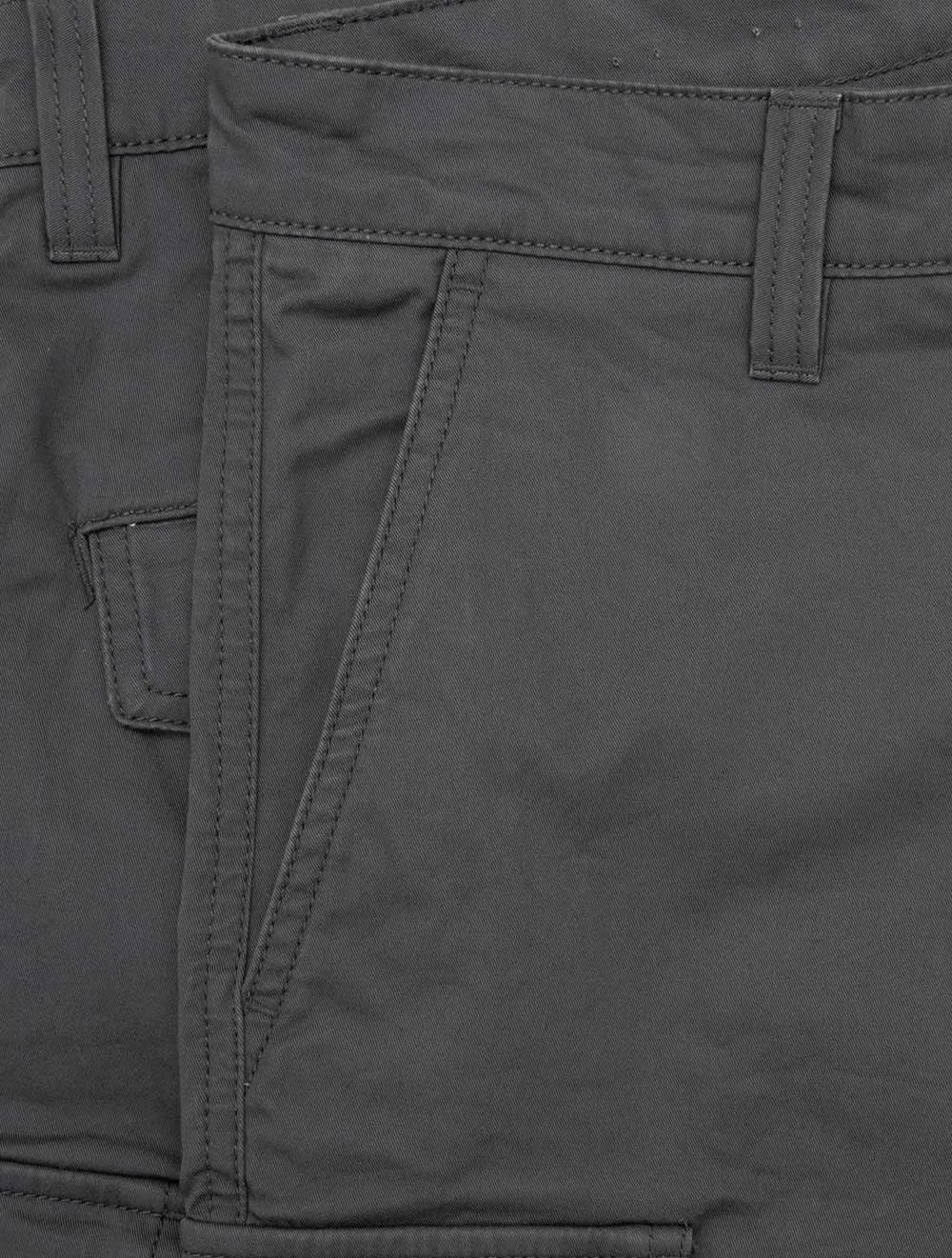 Short Cargo en Sergé Coupe Détendue Anthracite