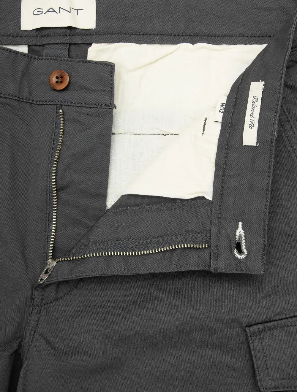 Short Cargo en Sergé Coupe Détendue Anthracite
