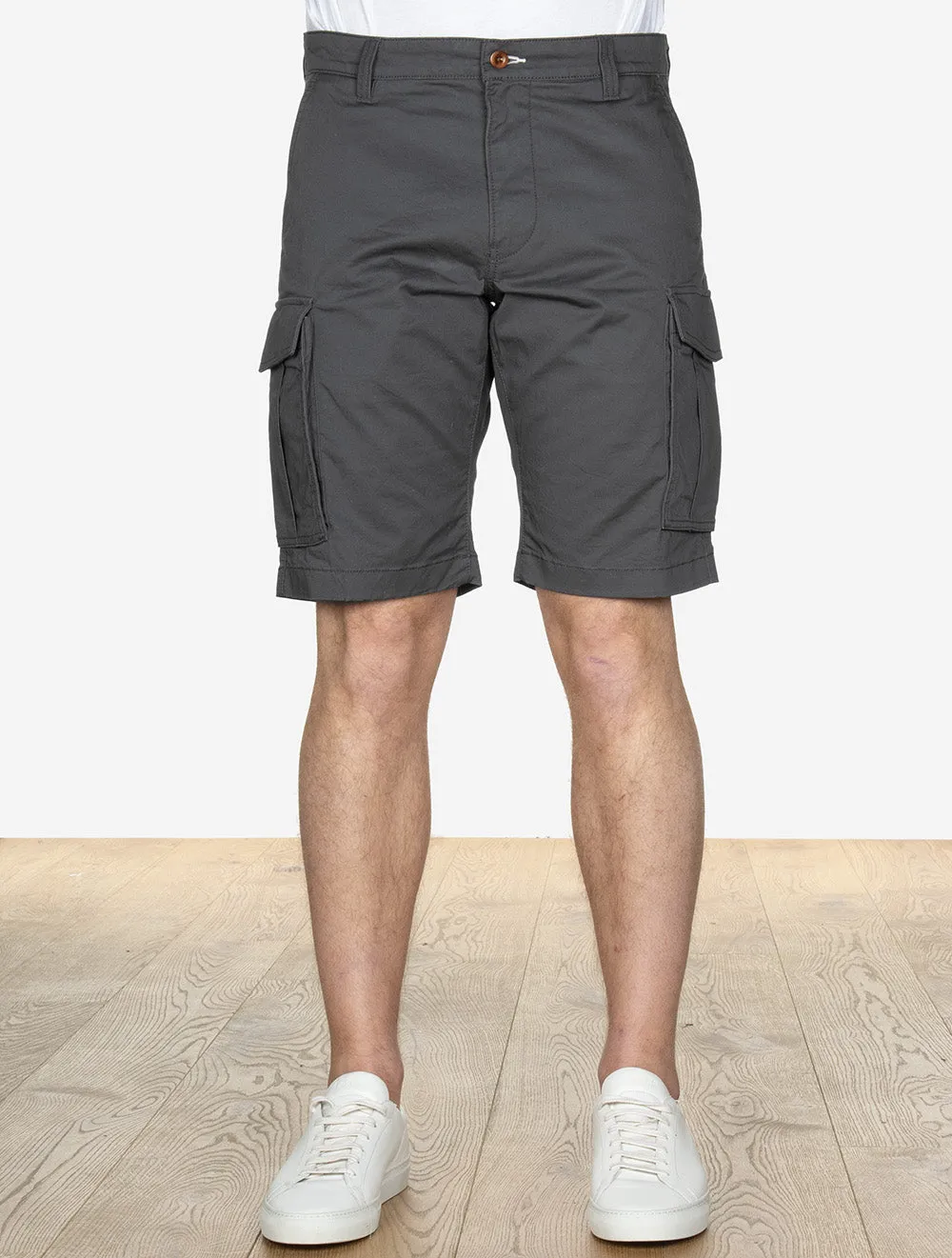 Short Cargo en Sergé Coupe Détendue Anthracite